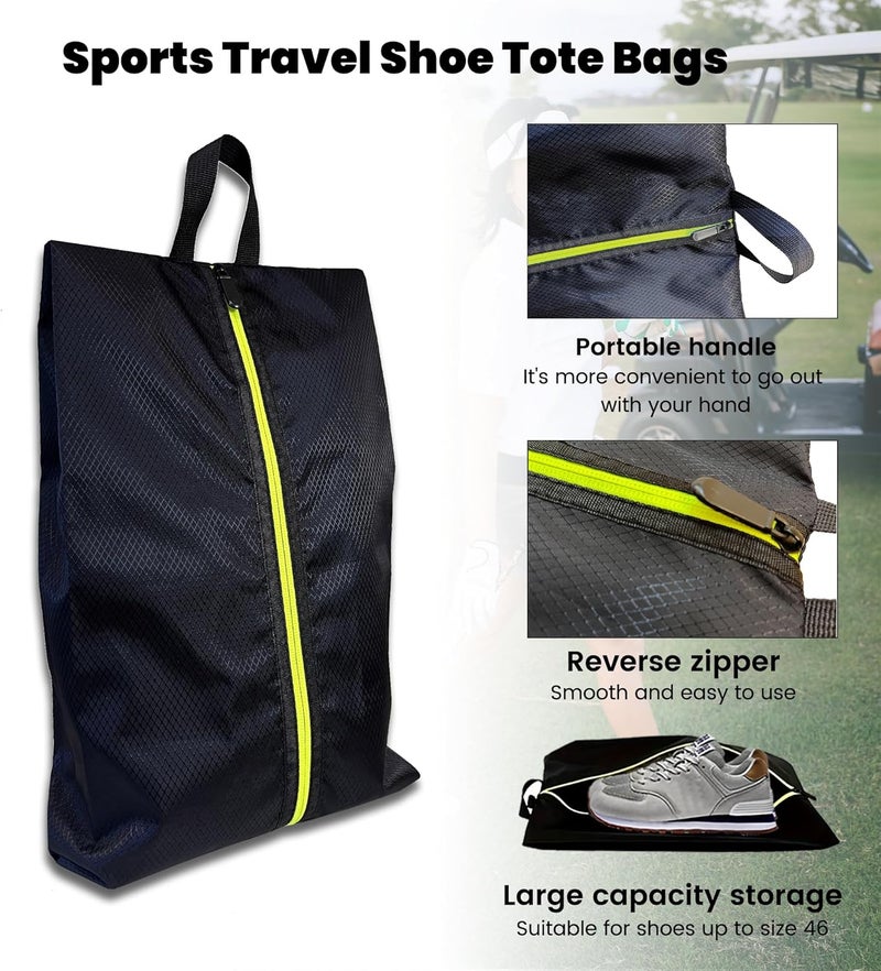 Smallan Golf Smell Proof Shoe Bag Lightweight Waterproof Zippered Sport Shoe Carrier Bags Golf Soccer Shoe Storage Organizer for Gym Sports Travel Work Golf Aceesories (Black, US size 14) - Image 2